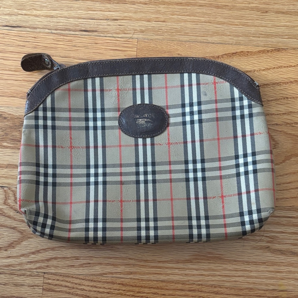 Vintage Burberry Checkered Toiletry Bag - Brown and Black
